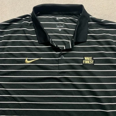 Camisa Polo Wake Forest Demon Deacons Para Hombres L Negra Nike Dri-FIT NCAA College Foto 1 de 4