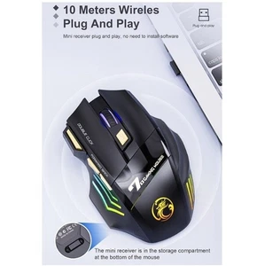 iMICE GW-X7 Dual Mode Silent RGB Wireless Gaming Mouse Bluetooth 2.4G Rechargeab - Picture 1 of 10