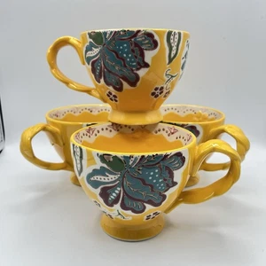 Holländischer Wachs handbemalter Keramikbecher 16 Unzen - 4er Set - Bild 1 von 24