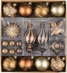 Herbstschmuck für Weihnachtsbäume, 60Ct Bronze Kupfer Braun und Gold Shatterpro - Bild 1 von 6
