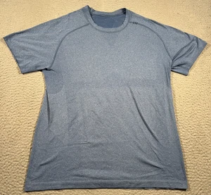 Camicia tecnica Lululemon Metal Vent uomo grande blu attiva tempo libero manica corta - Foto 1 di 6