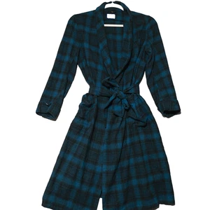 VTG Pendleton Woolen Mills 100% Virgin Wool Robe Mens M Plaid Lounge sml tear - Picture 1 of 16