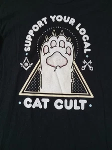 Camiseta gráfica divertida Support Your Local Cat Cult unisex talla mediana - Imagen 1 de 2