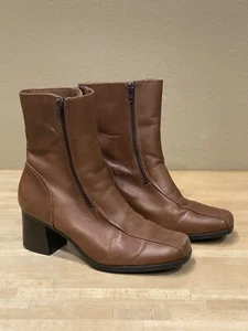 Authentic Comfort Women’s above the ankle tan brown boots side zippers sz 39 - Picture 1 of 10