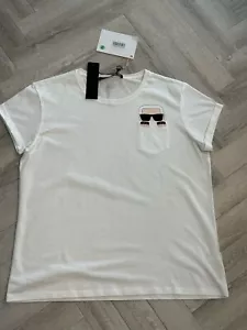 Karl Lagerfeld, White T Shirt With Karl Motif In Top Pocket, New With tags XL - Picture 1 of 2
