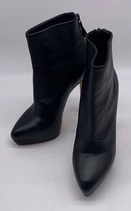 Brian Atwood Women Black Leather Ankle Hidden Platform High Heel Boot sz 36 us 6 - Picture 1 of 8