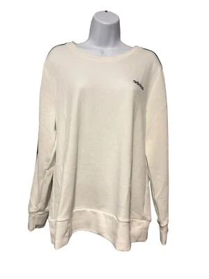 Adidas Women’s Crew Neck Sweatshirt Size L White With Black Stripes - Image 1 of 4