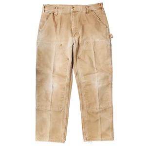 VTG CARHARTT Pants Men 36X30 Beige Cargo Carpenter Double Knee Workwear Dungaree - Picture 1 of 9