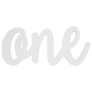 ONE Sign Large 17in Wooden White 1st Birthday Party Baby Shower Decorations - Picture 1 of 7