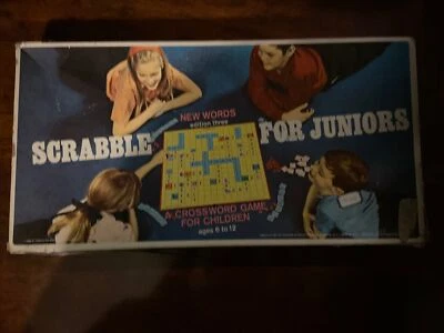 Vintage Scrabble For Juniors Crossword Game 1968 New Words 2 Sided - Image 1 of 4