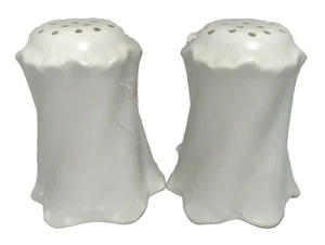 Salero y Pimentero Baviera Vintage Blanco Porcelana Vajilla Elegante 3" t - Imagen 1 de 4