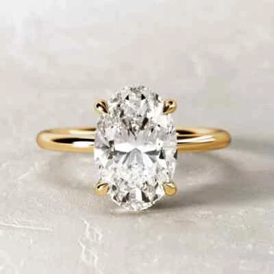 2.14 Ct Lab Grown CVD Diamond Solitaire Ring 14K Solid Yellow Gold - Image 1 of 4