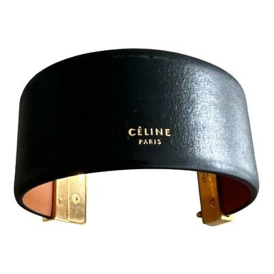 Pulsera Celine Cuero Negro Dorado Herrajes Talla Mediana Accesorio Celine Vintage Foto 1 de 4