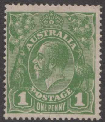 KGV 1D GREEN SECRET MARK SINGLE WMK MINT NEVER HINGED. - Image 1 of 2