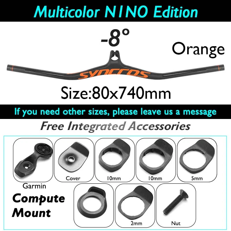  Manillar integrado de fibra de carbono para bicicleta MTB con ángulo de vástago -8/-17/-25 grados Foto 1 de 4