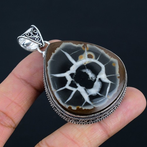 VETEMENTS Ciondolo fossile crepa fango argento sterling 925 gioielli boho regalo per anniversario