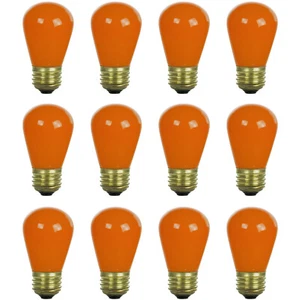 12Pack S14 LED Orange Light Bulb, Orange Glass Bulb, 11 Watts, E26 - Picture 1 of 1