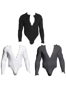 Mens Underwear Solid Color Undershirts Catsuits Bodysuit Nightclub Pajamas Sexy - Picture 1 of 20