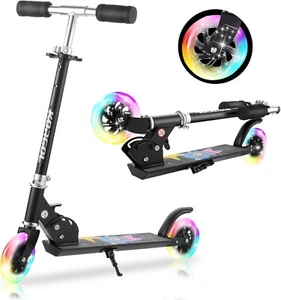 2 Wheel Kick Scooter Kids Foldable Scooter Adjustable Height w/LED Light Up Whee - Picture 1 of 40