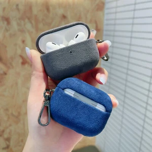 For Airpods 4th 3 2 1 Pro/Pro2 Suede Protective Rugged Keychain Earphone Case - Picture 1 of 24