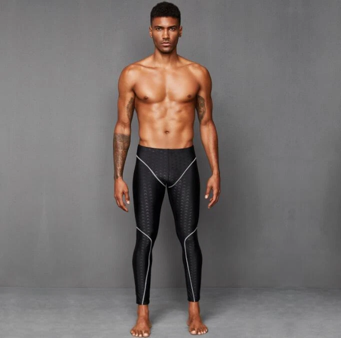 New Men Sport Fitness Long Leg Swimming Swim Trunks Tights Swimwear Summer - Image 1 of 4