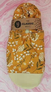 Yeti Moccs Clásico Mujer Grande 9.5 - 10 Vegano Floral Zapatilla Mostaza Nuevo Con Etiquetas - Imagen 1 de 6