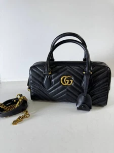 GG MARMONT Small Top Handel Bag In Black Leather GUCCI - Picture 1 of 20
