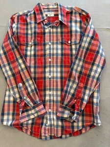 Old Navy Button Up Shirt Mens Large Classic Fit Bright Multi Plaid Collared - Bild 1 von 5