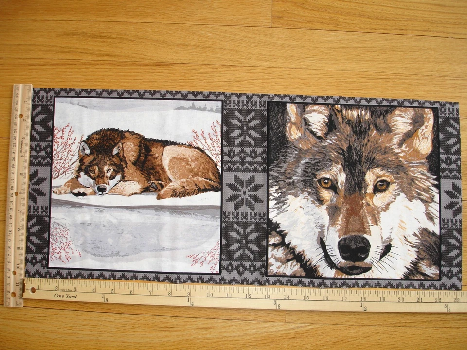 Bloques de tela de edredón de algodón Wild Life Gray Wolf Reflections (2) Foto 1 de 1