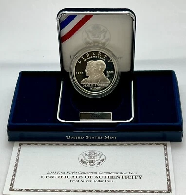2003 First Flight Centennial Commemorative US Proof Silver Coin W/ Box & COA - Image 1 of 4
