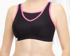 Glamorise CAMI TOP 40B SPORT Bra (Bounce-Control) Wireless WICKING Black NEW - Picture 1 of 24