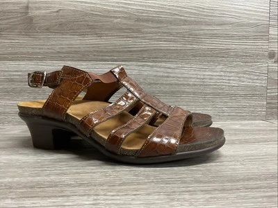 Sandalia SAS Allegro con correa en el talón para mujer 8WW extra ancha marrón cuero de cocodrilo cómoda Foto 1 de 4