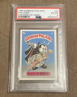 1986 Garbage Pail Kids Evil Eddie UK Minis #1b GPK Stickers PSA 6 EX-MT - Image 1 of 2