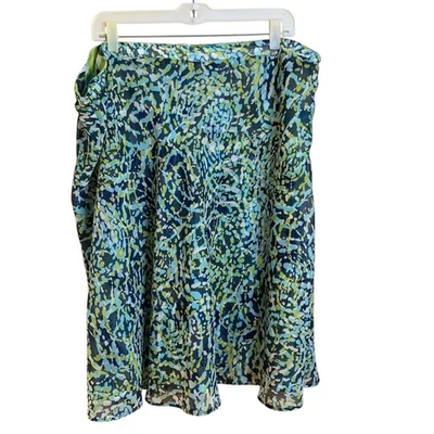 Christopher & Banks Giraffe Print Skirt XL Blue Green Boho Cottagecore Midi - Image 1 of 4