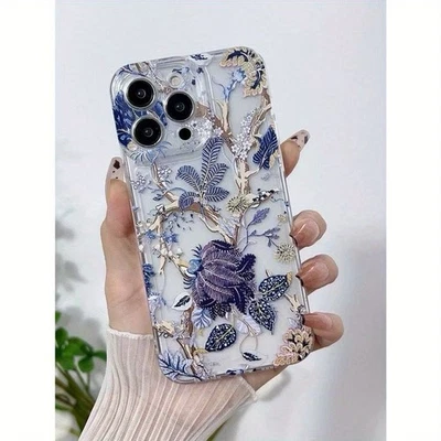 Nueva Funda para iPhone 16 Pro Max Púrpura Azul Marrón Hojas Flores Árbol Fantasía Foto 1 de 2