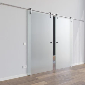 SoftStop Doppel Glas Schiebetür 2-flügelig mit Edelstahl 900x2050mm S900DA+DPL - Bild 1 von 10