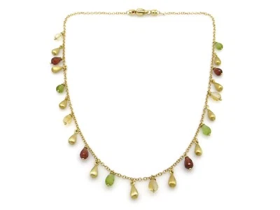 Roberto 硬币 18k 黄金橄榄石榴石黄水晶条纹吊坠项链 16 — 第 1/4 张图片