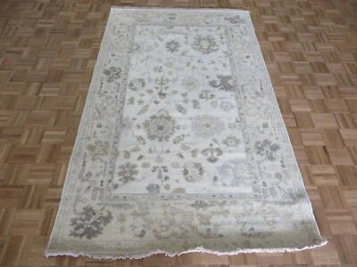 4'11 x 8 Hand Knotted Ivory Sultanabad Oushak Oriental Rug G15263 - Image 1 of 4
