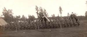 RPPC Army Soldiers w/ Lieutenant Magnuson & Thompson Postcard NOKO 1907-1920s - Picture 1 of 3