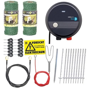 Hundezaun Komplettset 200m Litze grün 10 Pfähle Elektrozaun Katzen Zaunpfahl - Bild 1 von 10