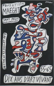"Jean DUBUFFET: DIX ANS D'ART VIVANT 55-65" Affiche originale entoilée 1967   - Picture 1 of 1
