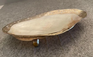 TWO’S COMPANY Cabebe Shell Dish with Silver Plated Accents Footed Nautical - Picture 1 of 8