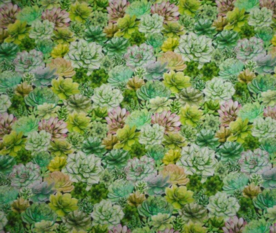 Tecido colcha por meio jarda embalado verde deserto suculentas cactos floral algodão - Imagem 1 de 2