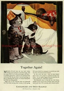 Póster Segunda Guerra Mundial Cat Together Again Ejército de Estados Unidos Chessie Peake impresión bonito Segunda Guerra Mundial guerra militar - Imagen 1 de 4