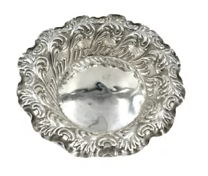 Sterling Silver Small Bowl Leafs Design - Marked F.B.L Crown Lion q. - Picture 1 of 8