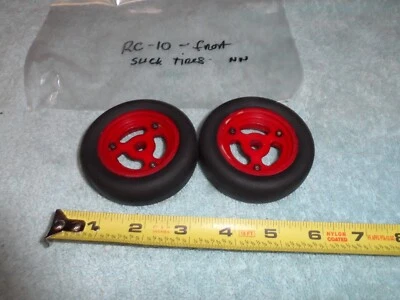 Vintage RC-10 Og Front Wheels With Rims and Slick Smooth Tires - Image 1 of 4