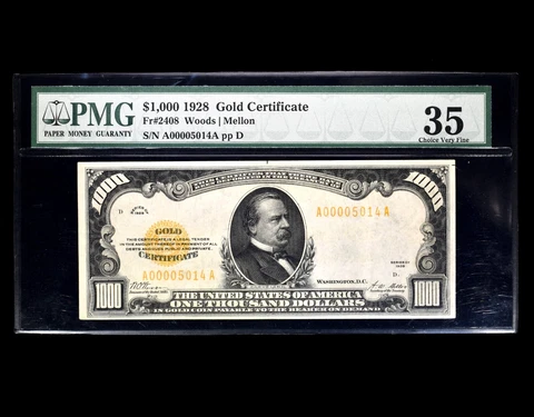 1928 $1000 GOLD CERTIFICATE ✪ PMG VF-35 ✪ FR 2408 VERY FINE NO COMMENTS◢TRUSTED◣ Cover