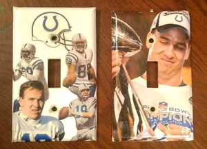 DUE (2) COPERCHI PIASTRA INTERRUTTORE INDIANAPOLIS COLTS / PEYTON MANNING - OTTIME CONDIZIONI - Foto 1 di 1
