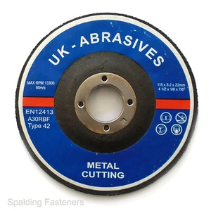 UK Abrasives -115mm 3.2mm METAL CUTTING DISC STEEL & STAINLESS - Picture 1 of 1