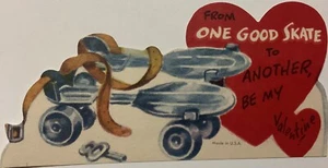 Vintage 1950’s Die-cut Children's Valentine Roller Skates USED - Picture 1 of 2
